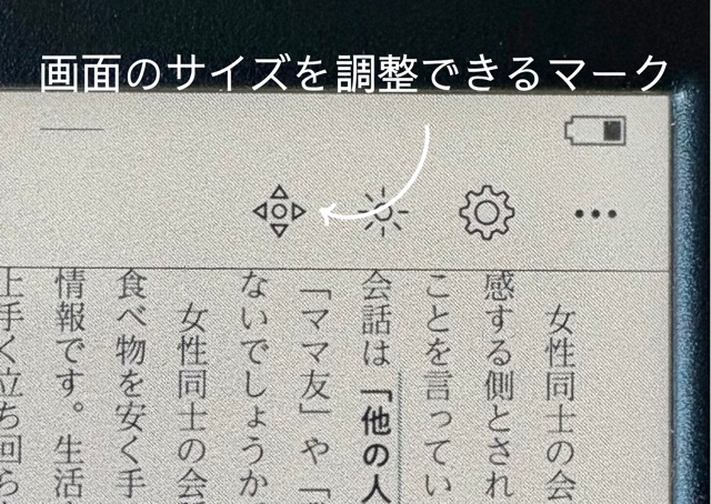 画面のサイズを調整できる表示
